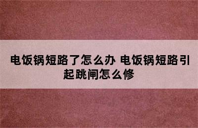 电饭锅短路了怎么办 电饭锅短路引起跳闸怎么修